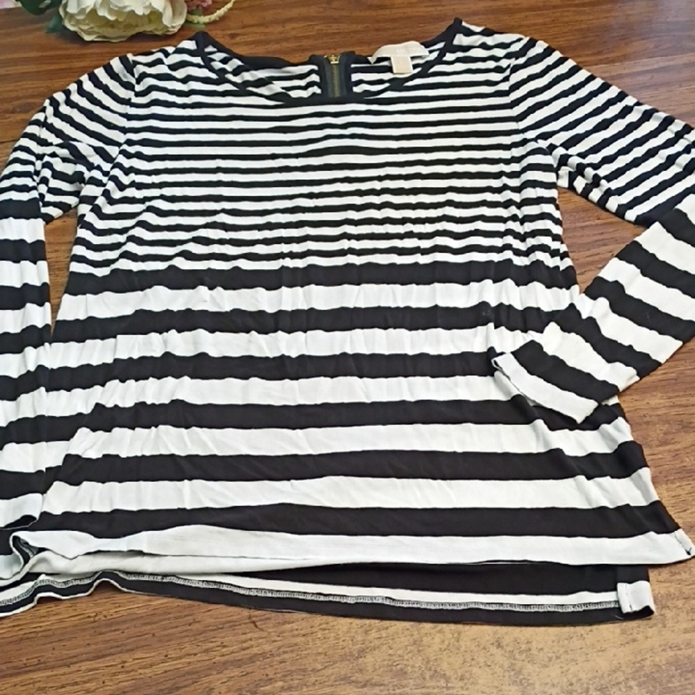 🩶Michael Michael Kors Women's Size Large Striped Long Sleeve Top